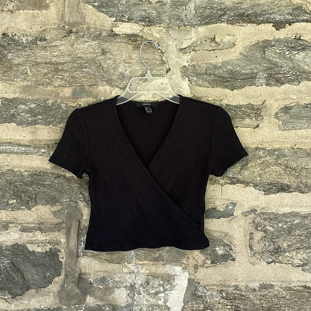 Forever 21 Black Cross Top